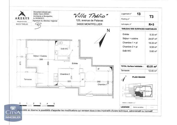Appartement à louer 3 pièces 63.36m²