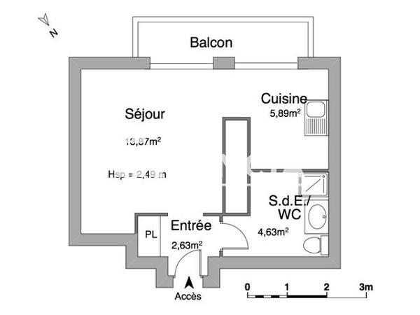 Location Studio 27.02 m² - 17 BOULEVARD THIERS Dijon 21000