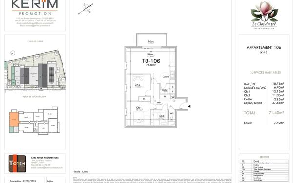 Appartement à vendre    3 pièces • 71,40 m2 Guilers