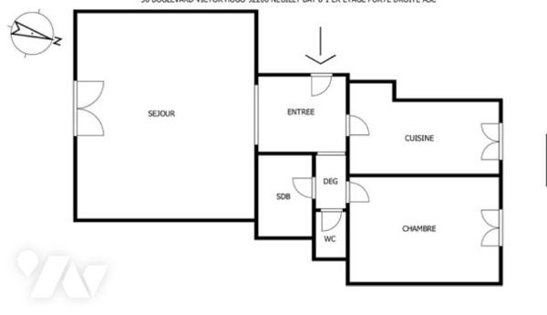 BD VICTOR HUGO 2/3 PIECES. 64.52 m². Balcon sur Jardin.