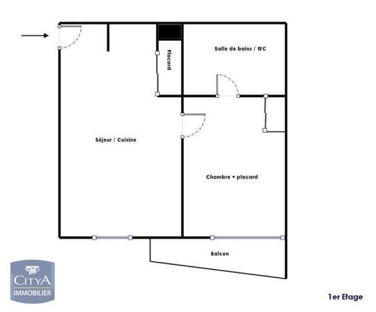 Appartement à louer 2 pièces 29.55m² Nantes (44000)