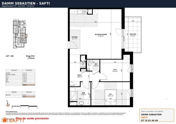 KEMBS – Appartement 3 pièces neuf avec balcon, garage et parking