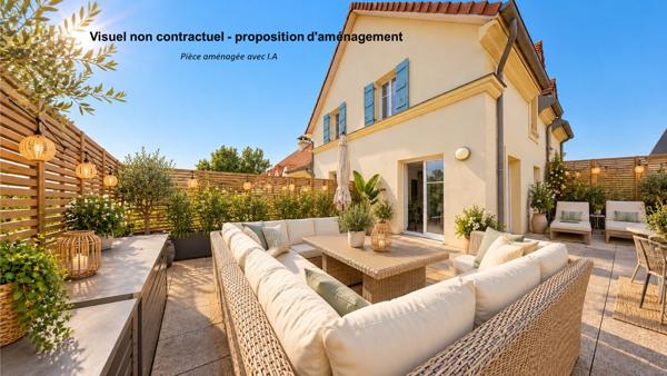 Appartement Vaureal F5 en DUPLEX au COEUR DE VILLE de 75 m2 avec 43 m2 de terrasse et 2 places de parking en sous sol.