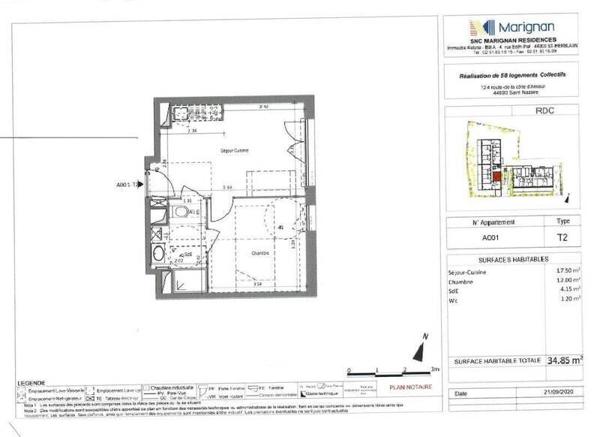 Appartement 2 pièces                                        - 44600 Saint-Nazaire Réf : 3805