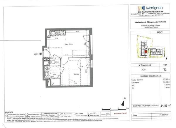 Appartement 2 pièces                                        - 44600 Saint-Nazaire Réf : 3805