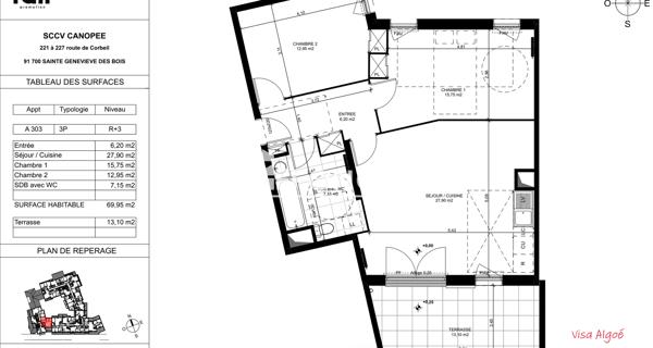 Location Appartement 3 pièces 69.95 m² - Sainte-geneviève-des-bois 91700