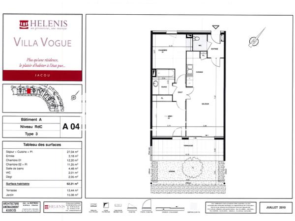 Location Appartement 3 pièces 62.21 m² - 2 RUE MALIKA MOKEDDEM ET 14 AVENUE JEAN JOUBERT Jacou 34830