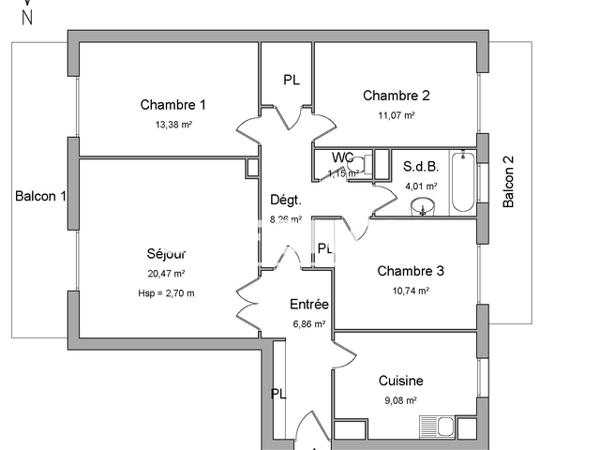 Location Appartement 4 pièces 85.02 m² - 215 BOULEVARD BLAISE DOUMERC Montauban 82000