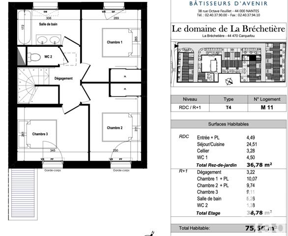 Maison à vendre 4 pièces 75 m² Carquefou
