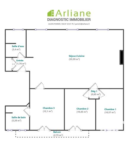Appartement à vendre 4 pièces 78 m² Paris 14