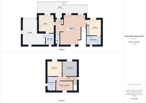 Villa avec vue dominante  de 127 m² - 4 chambres -Proche Joyeuse- 305 000 HAI
