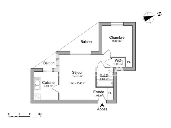Location Appartement 2 pièces 38.01 m² - 108 AVENUE VICTOR TUBY Vence 06140