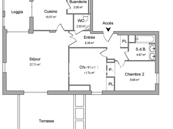 Location Appartement 3 pièces 78.1 m² - 8/10 RUE DES HIBISCUS Saint Nazaire 44600