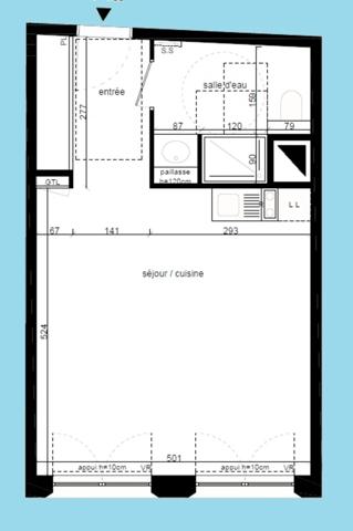 Studio neuf à vendre PARIS 17 surface habitable 38.10 m2
