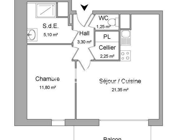 Location Appartement 2 pièces 45.05 m² - 6 AVENUE ROGER SALENGRO Haubourdin 59320