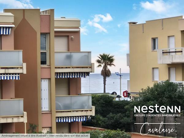 A 100 mètres de la plage, appartement de type studio / cabine avec terrasse et stationnement