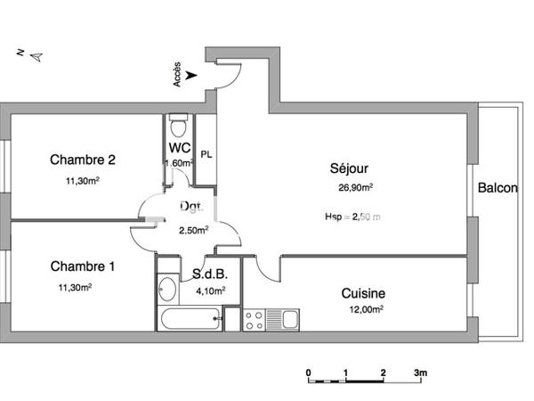 Location Appartement 3 pièces 69.7 m² - RUE ROBESPIERRE Talence 33400
