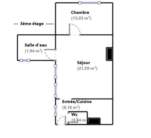 Appartement F2 à vendre  2 pièces - 47,56 m2 PARIS - 75010