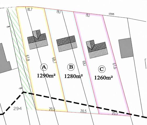 BAILLEUL – 3 terrains à bâtir de 1 260 à 1 290 m², belle exposition sud