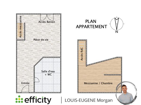 Appartement 2 pièces - 29 m² Exclusivité efficity