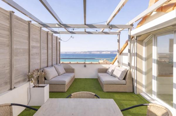 DUPLEX  EN DERNIER ÉTAGE AVEC TERRASSES & VUE MER