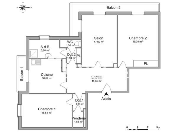 Location Appartement 3 pièces 88.98 m² - 4 RUE GENERAL JANSSEN Grenoble 38000