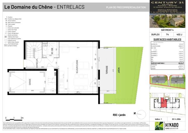 Maison à vendre  4 pièces - 88,29 m 2   ENTRELACS  - 73