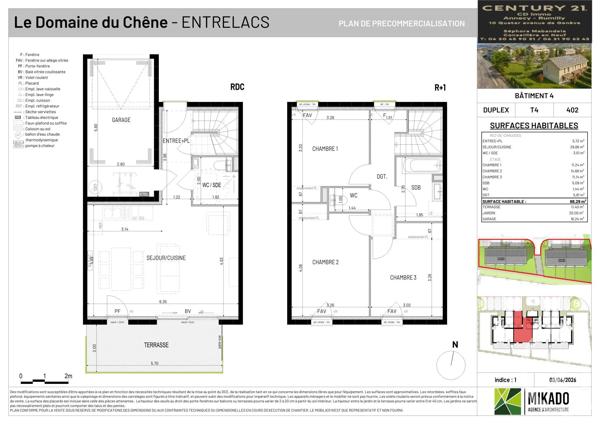 Maison à vendre  4 pièces - 88,29 m 2   ENTRELACS  - 73