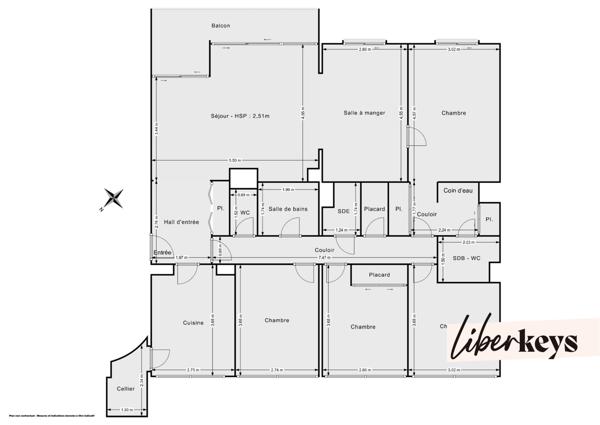 Appartement 6 pièces de 119m² avec balcon | square des Marronniers | Bailly