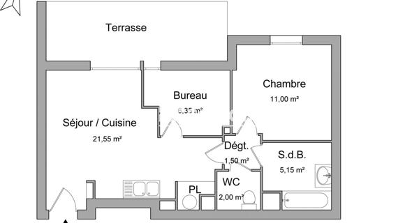 Location Appartement 2 pièces 47.55 m² - Marseille 13010