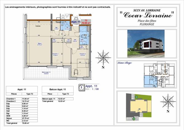 Appartement à vendre    3 pièces • 70,69 m2 Florange