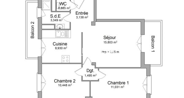 Location Appartement 3 pièces 55.08 m² - Orange 84100