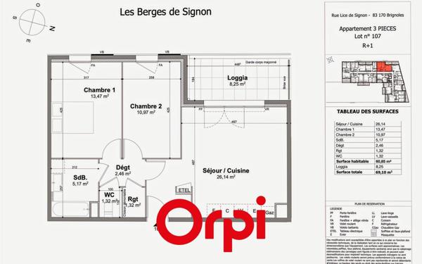 Appartement à vendre    3 pièces • 60,85 m2 Brignoles