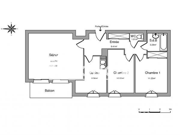 Location Appartement 3 pièces 65.79 m² - 2 BIS RUE DU BARON Orleans 45000