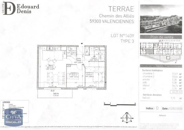 Appartement à louer 3 pièces 64.1m² Valenciennes (59300)