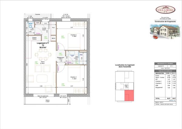 Appartement Neuf - Ballan Mire 3 pièce(s) 55.67 m2 Balcon et parking