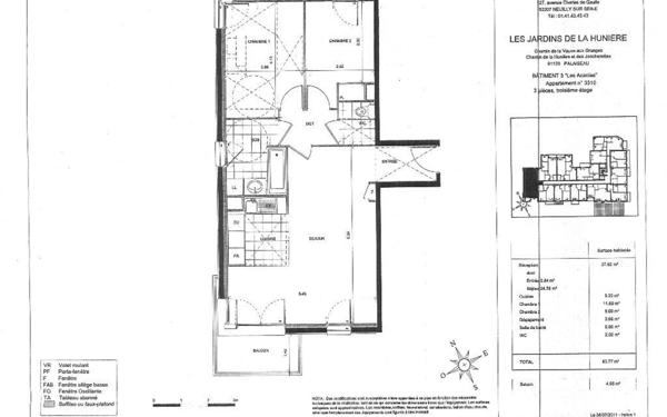Appartement à louer    3 pièces • 63,77 m2 Palaiseau
