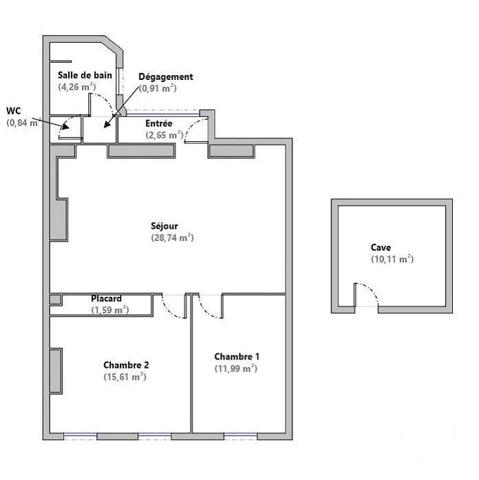 Appartement F3 à vendre  3 pièces - 66,59 m 2   NANCY  - 54