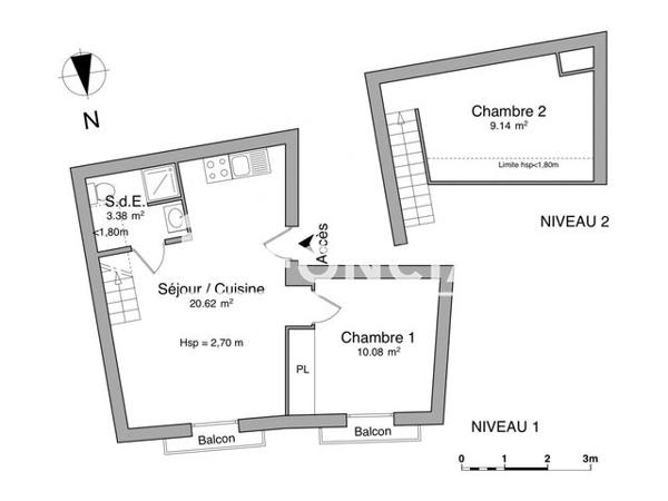 Location Appartement 3 pièces 43.22 m² - 2 PLACE DES TEMPLIERS Lezignan La Cebe 34120