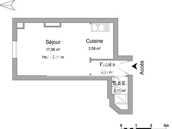 Location Studio 26.43 m² - 21 RUE JEAN LAMOUR Nancy 54000