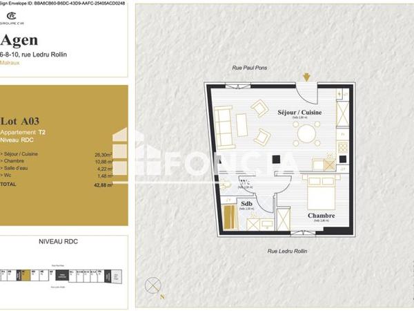 Location Appartement 2 pièces 42.88 m² - Agen 47000
