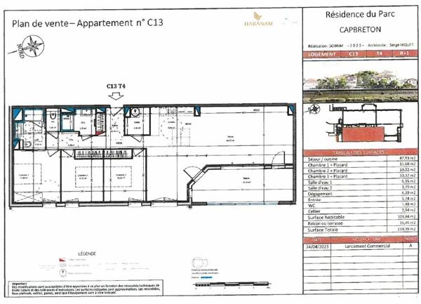 Appartement à vendre    4 pièces • 104 m2 Capbreton