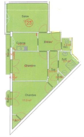 Appartement 3 pièces de 54 m² à Paris (75020)