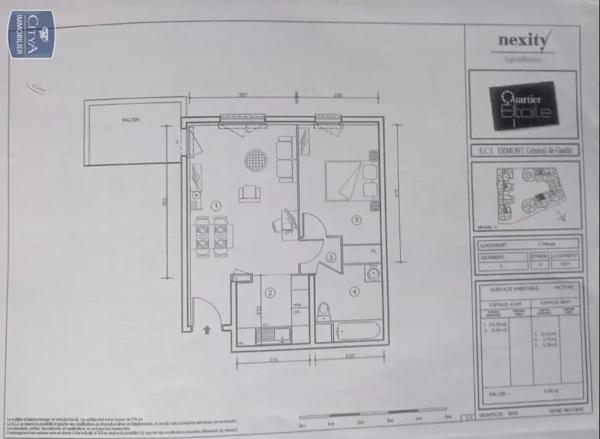 Appartement à louer 2 pièces 44.53m²