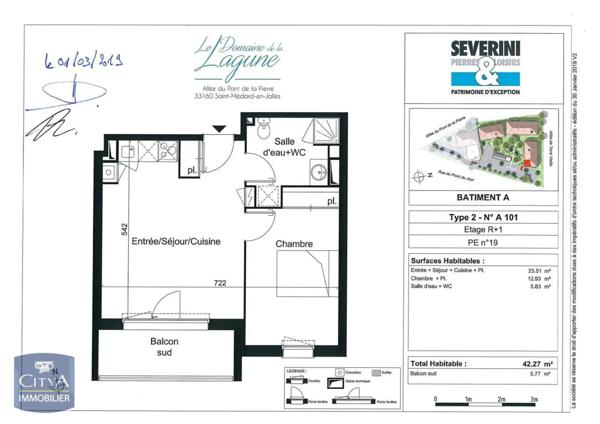 Appartement à louer 2 pièces 42.27m²