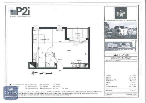 Appartement à louer 2 pièces 46.4m²