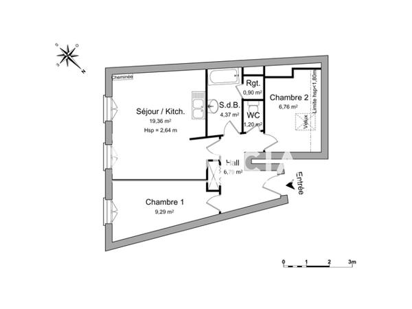 Location Appartement 3 pièces 48.67 m² - 65 RUE SELLIER Nancy 54000