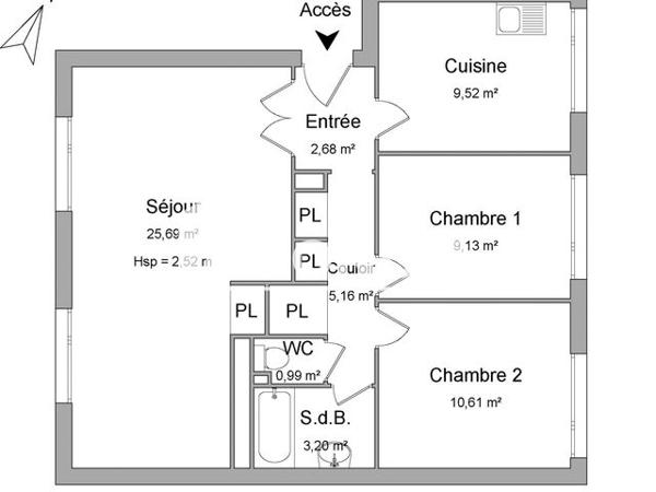 Location Appartement 3 pièces 66.98 m² - 381 RUE DES CHAUDANNES Saint Jean De Maurienne 73300