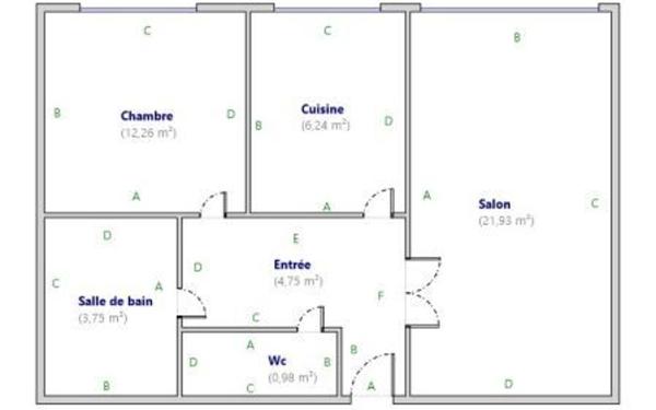 Appartement à vendre    2 pièces • 49,91 m2 Paris 19