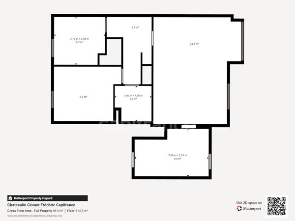 Appartement  T3 - 60,5 m² - 2 chambres  avec Garage et Parking - Centre ville - CHATEAULIN (29)